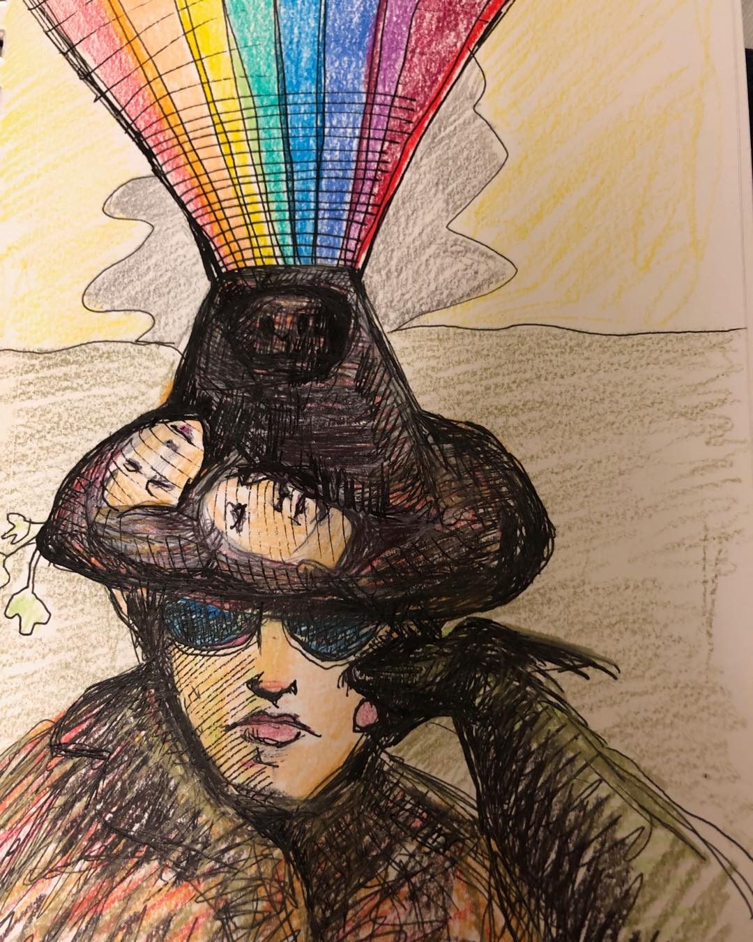 Drawing No. 69, 'The hat sometimes attracted attention.', posted SEP 15, 2019