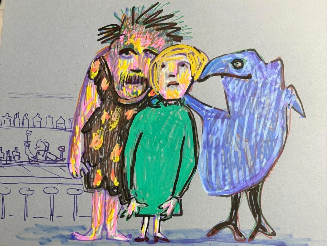 Drawing No. 2,523, 'A caveman, a blonde and a blue heron walked into a bar...', posted APR 1, 2026