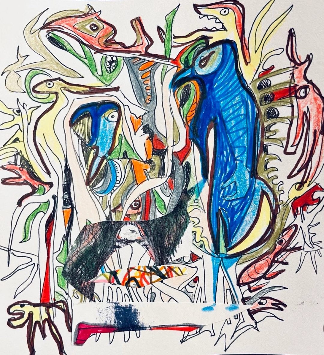 Drawing No. 1,702, 'Irving disliked being hassled while he made his Sunday birdseed souflee.', posted MAR 3, 2024