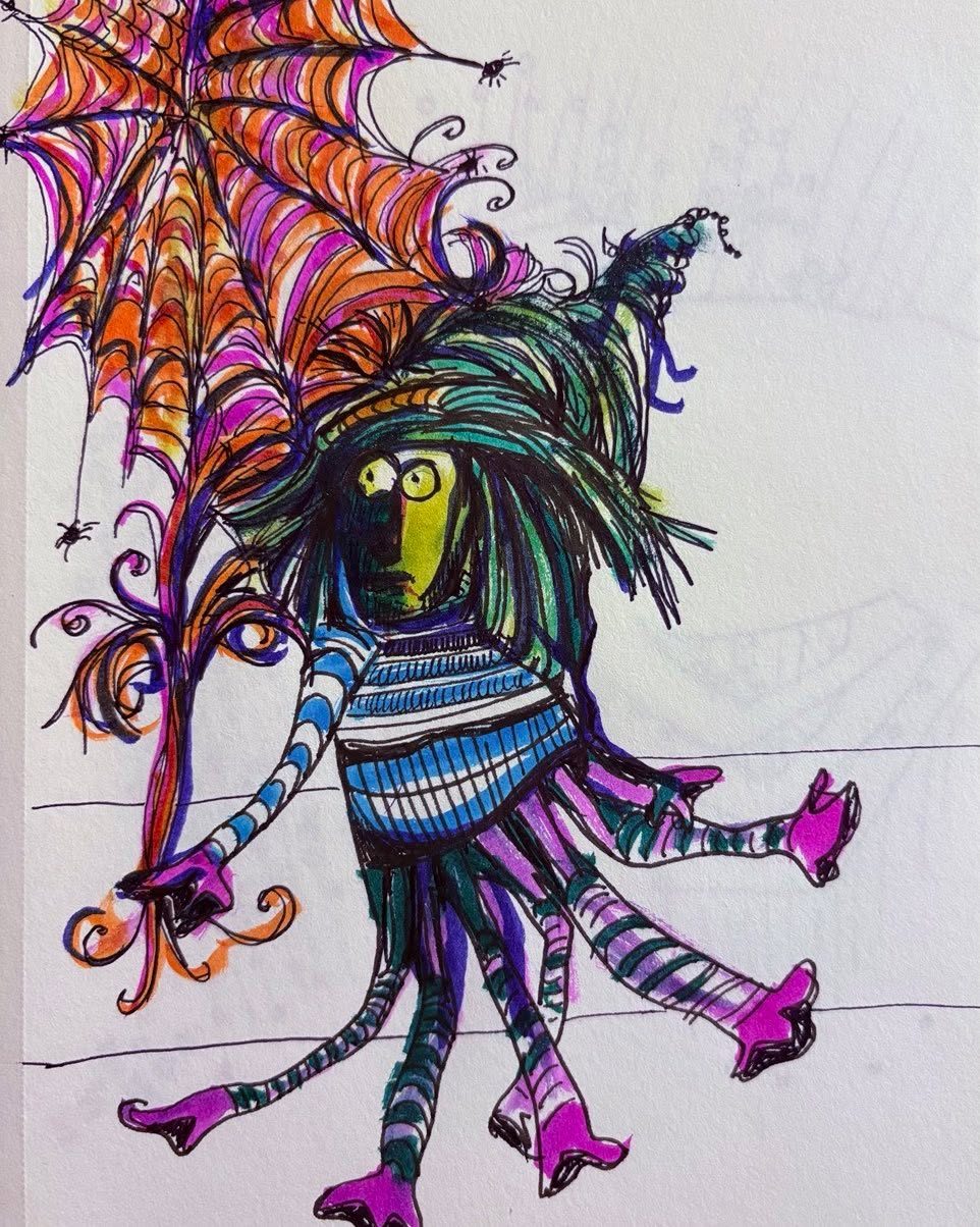 Drawing No. 2,156, 'Spidey's first date with Miss Muffet had not gone well.', posted MAY 6, 2025