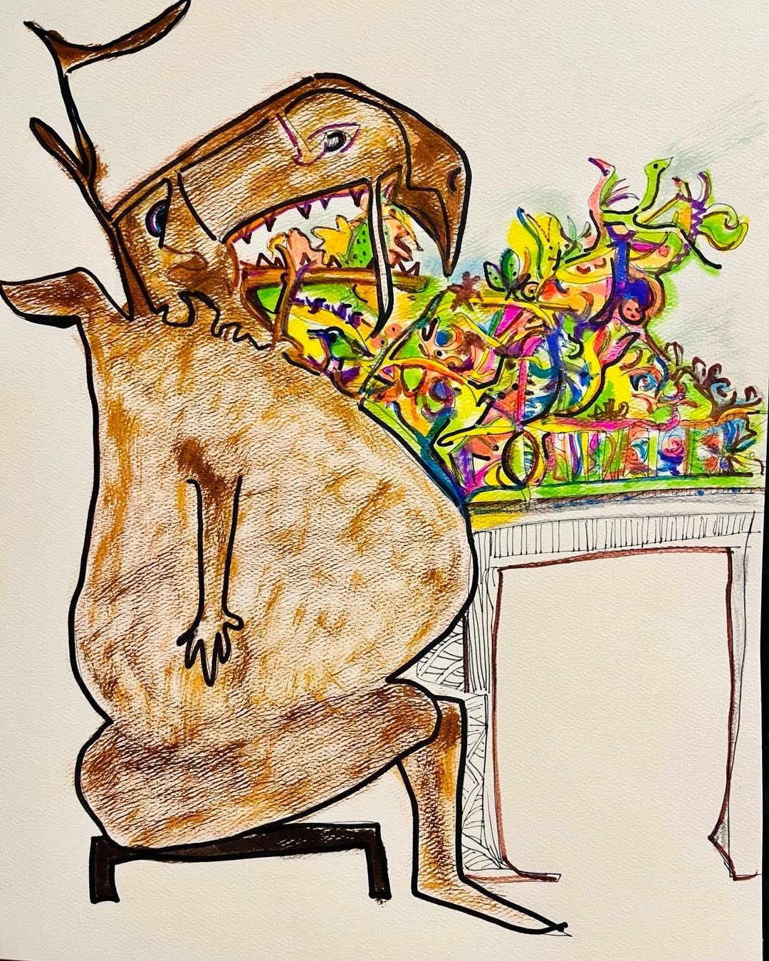 Drawing No. 1,683, 'Cupid and the other reindeer had been snacking nonstop since December 26.', posted FEB 14, 2024