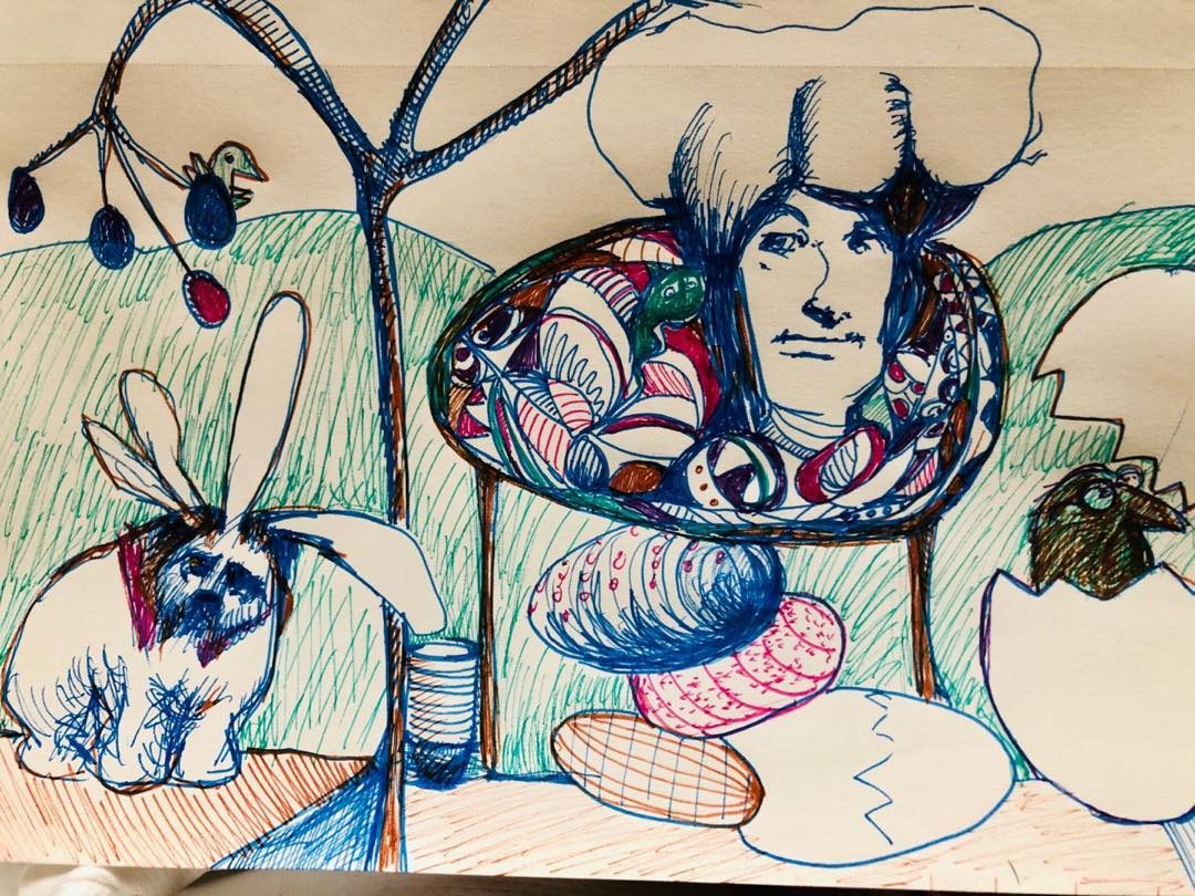 Drawing No. 178, 'At Eggz R Us, every day is Easter.', posted FEB 24, 2020