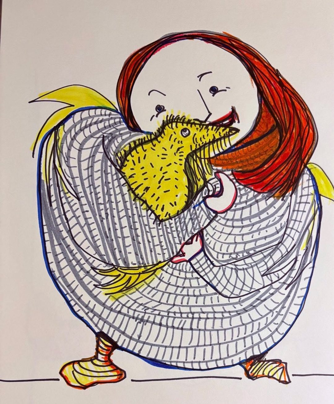Drawing No. 2,440, 'With the storm coming, Cecile's canary had grown a thick winter coat.', posted JAN 22, 2026