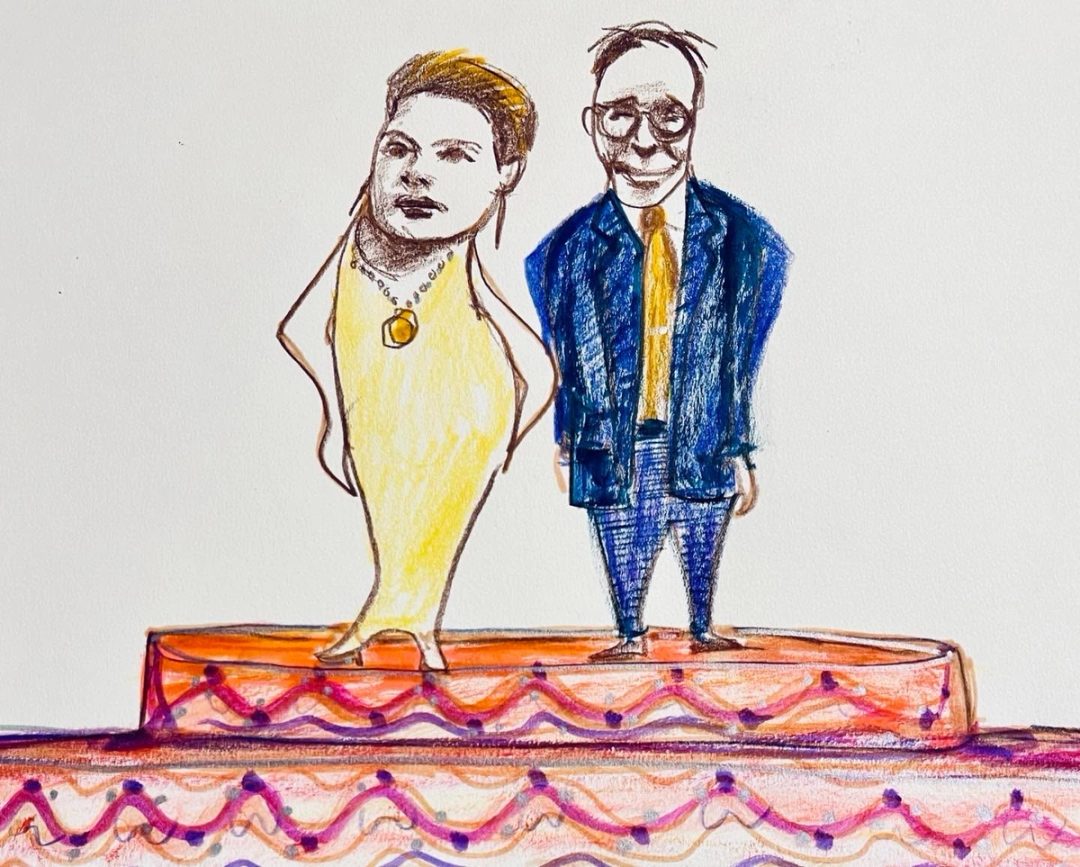 Drawing No. 1,344, 'Once in demand for high society wedding cakes, the Cowells now make a modest living on later-in-life third marriages.', posted MAR 27, 2023