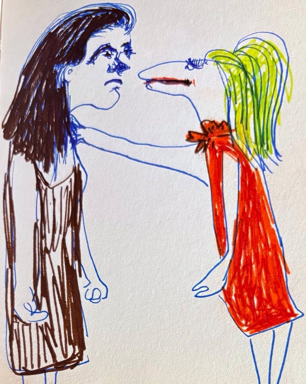 Drawing No. 2,188, 'Louann wasn't sure about Xizi's offer of a makeover.', posted JUN 1, 2025