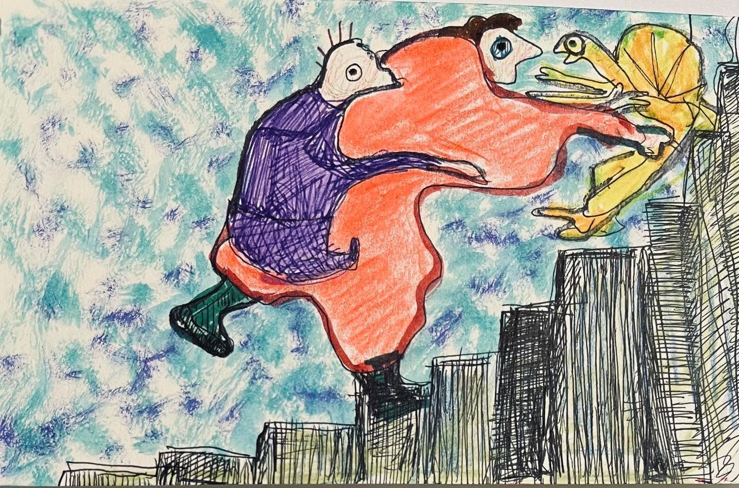 Drawing No. 1,480, 'The Nadels found city air curiously buoyant.', posted AUG 5, 2023