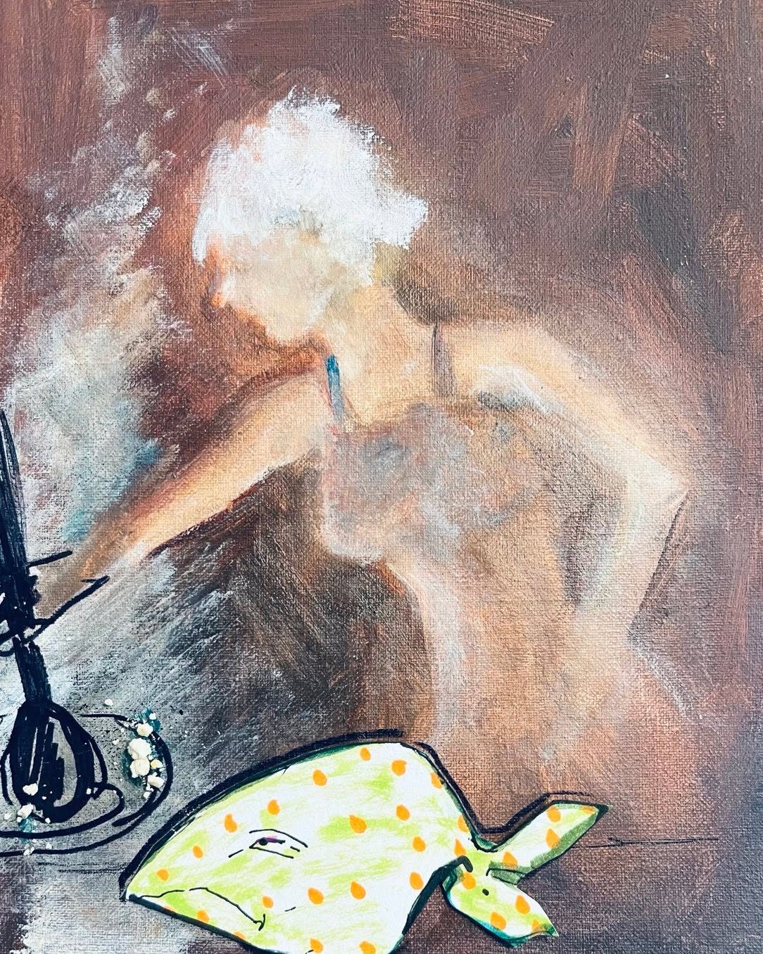 Drawing No. 1,654, 'It was the third morning in a row Eileen had overcooked Whitmore's fish food frittata.', posted JAN 17, 2024