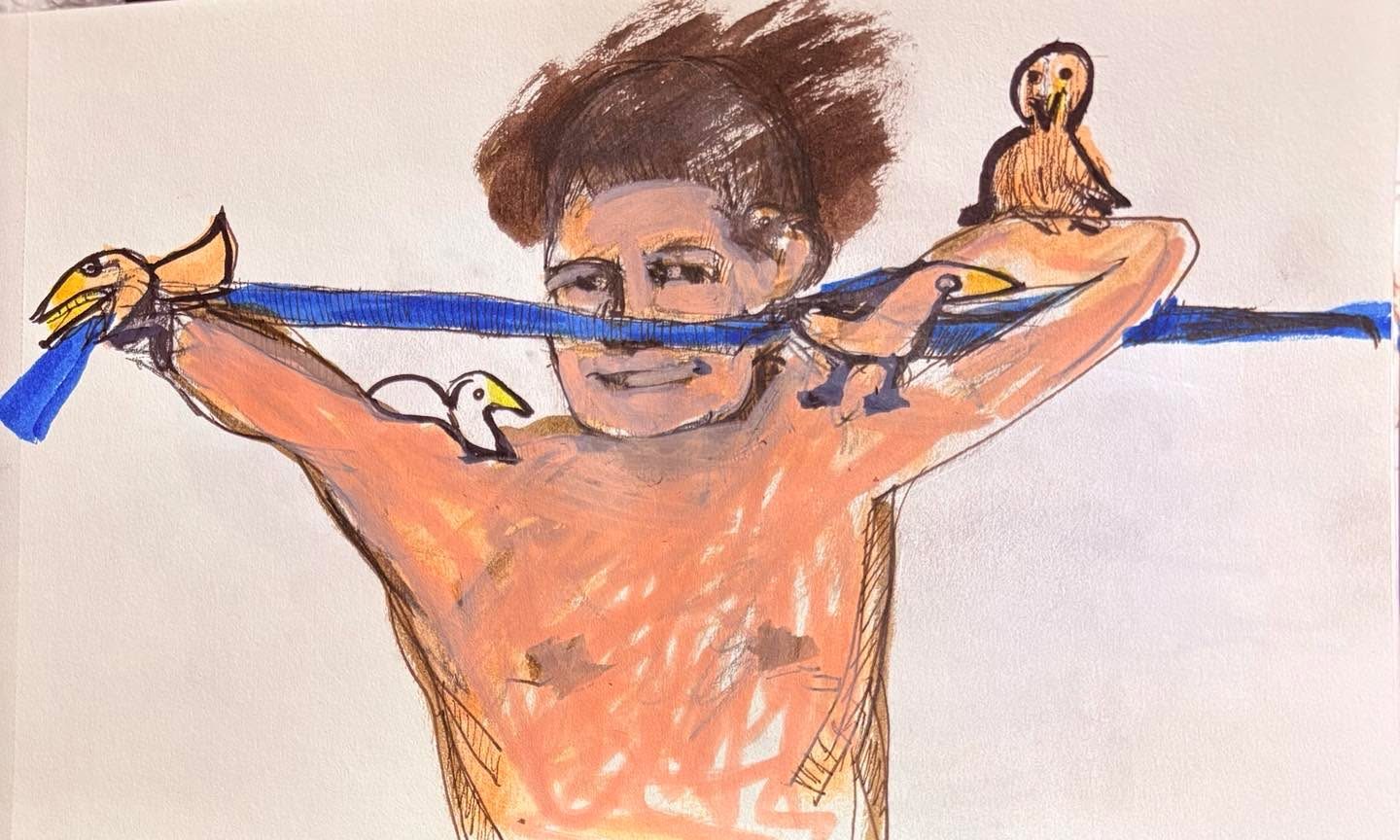 Drawing No. 2,407, 'Tarzan and his Resistance Band, appearing nightly at the beans Club in Nairobi.', posted DEC 22, 2025
