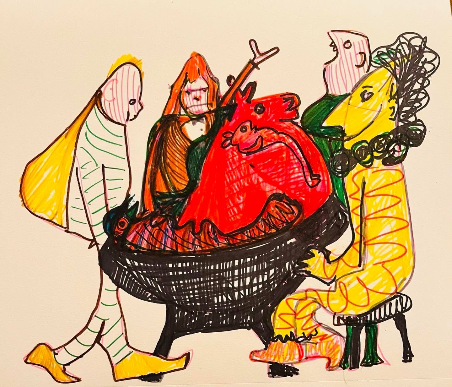 Drawing No. 1,143, 'Though odd, Atherton’s veterinary healing ritual was altogether successful.', posted SEP 11, 2022