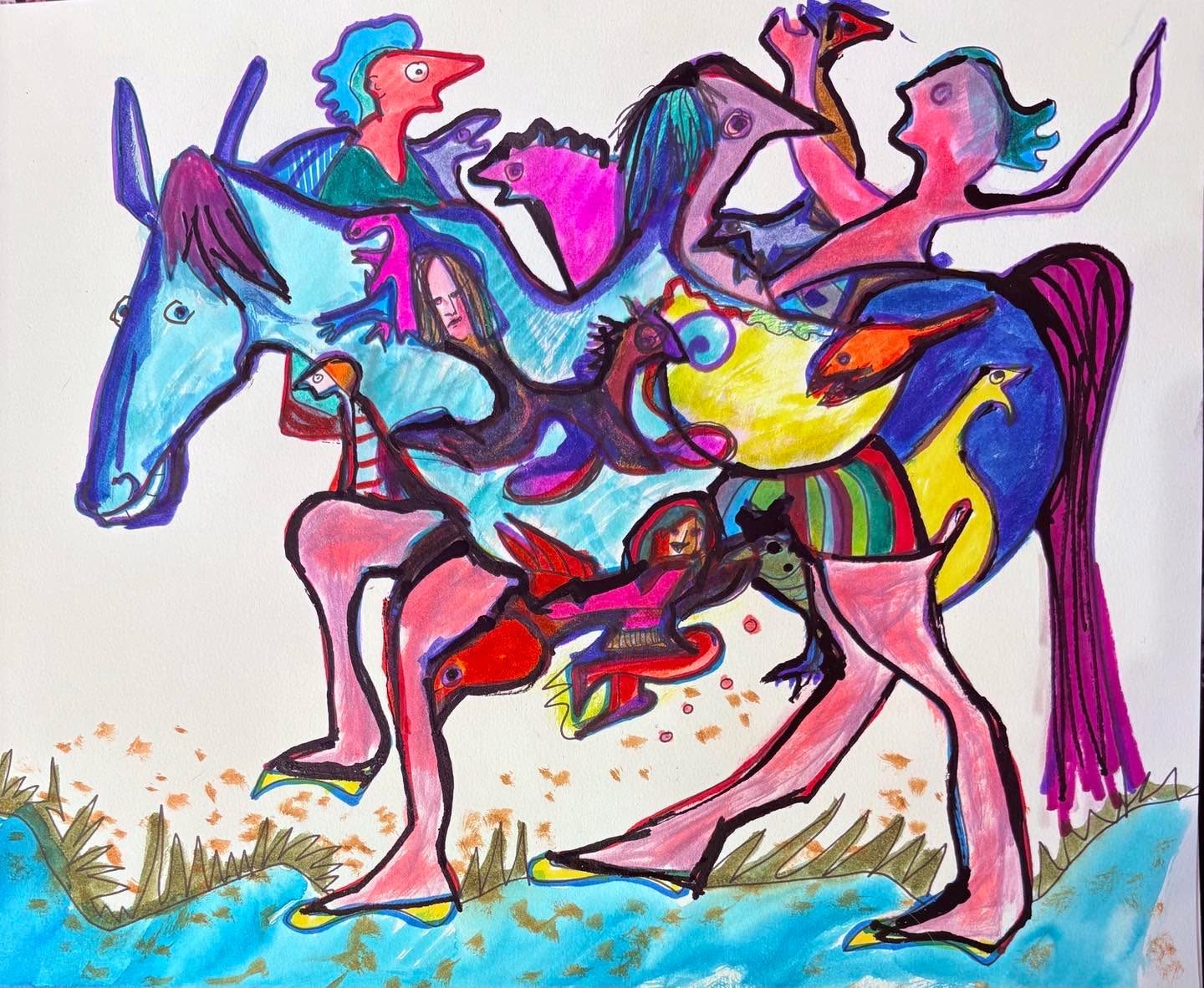Drawing No. 2,143, 'Dobbin's no-bending-over step-in horseshoes saved him a fortune at the farrier's.', posted APR 25, 2025
