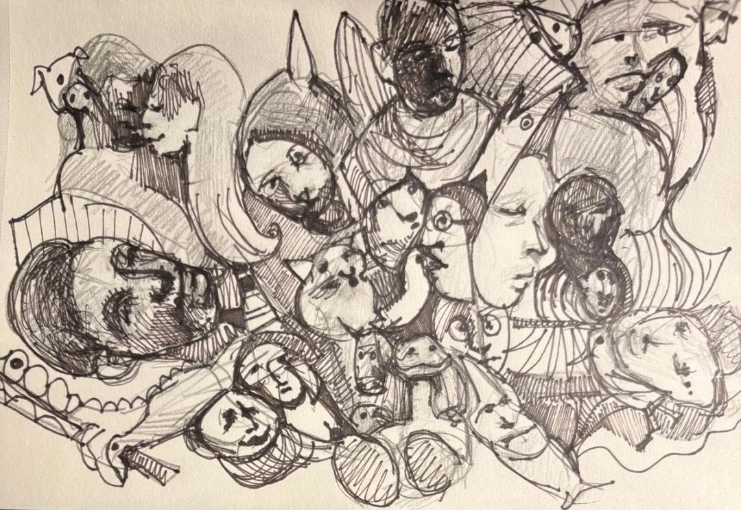 Drawing No. 2,353, 'The Peachbark Middle School reunion went on through the night.', posted NOV 2, 2025