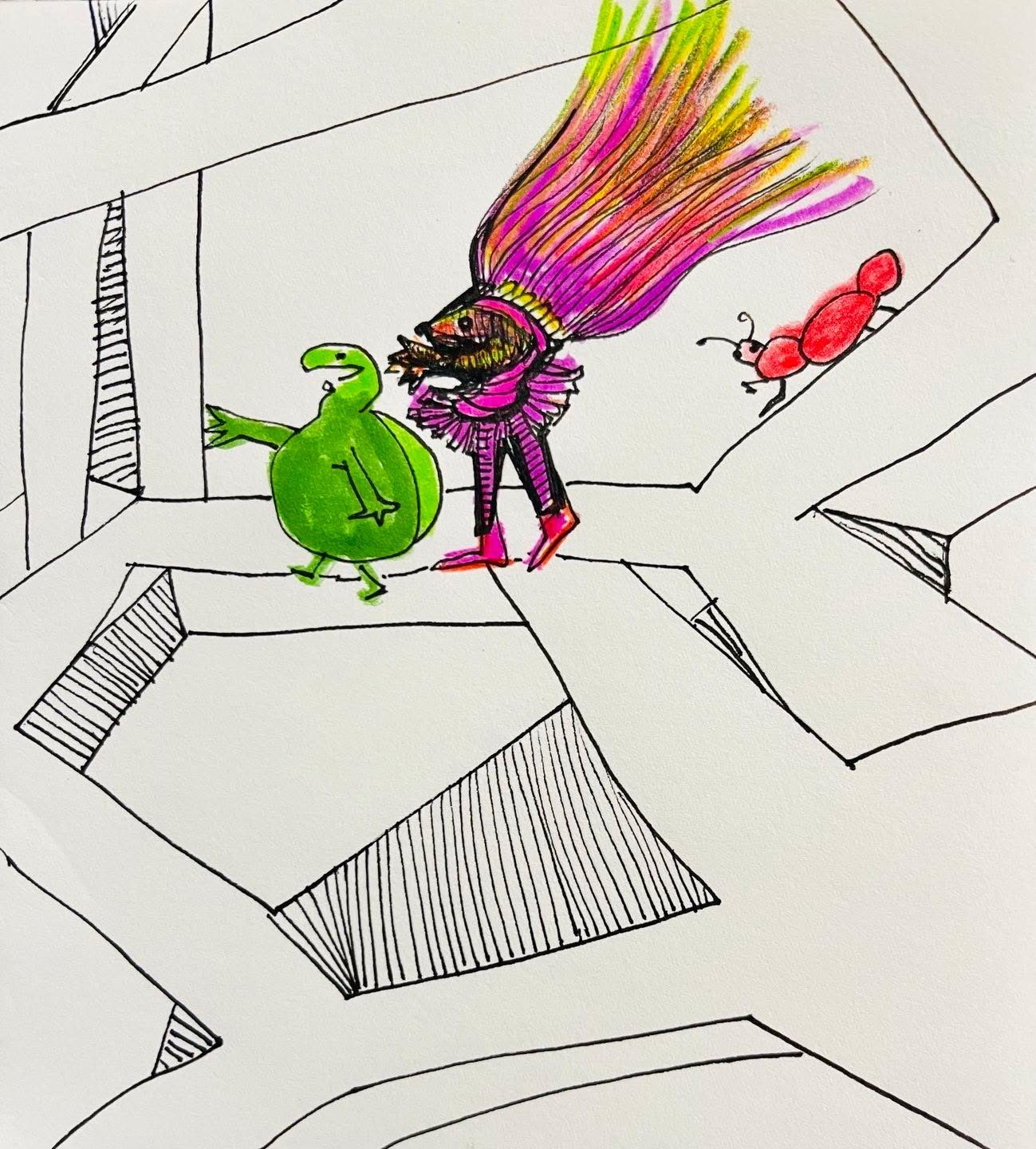 Drawing No. 1,942, 'The up-and-coming dance troupe heard their cue, but they couldn't find the stage.', posted OCT 13, 2024