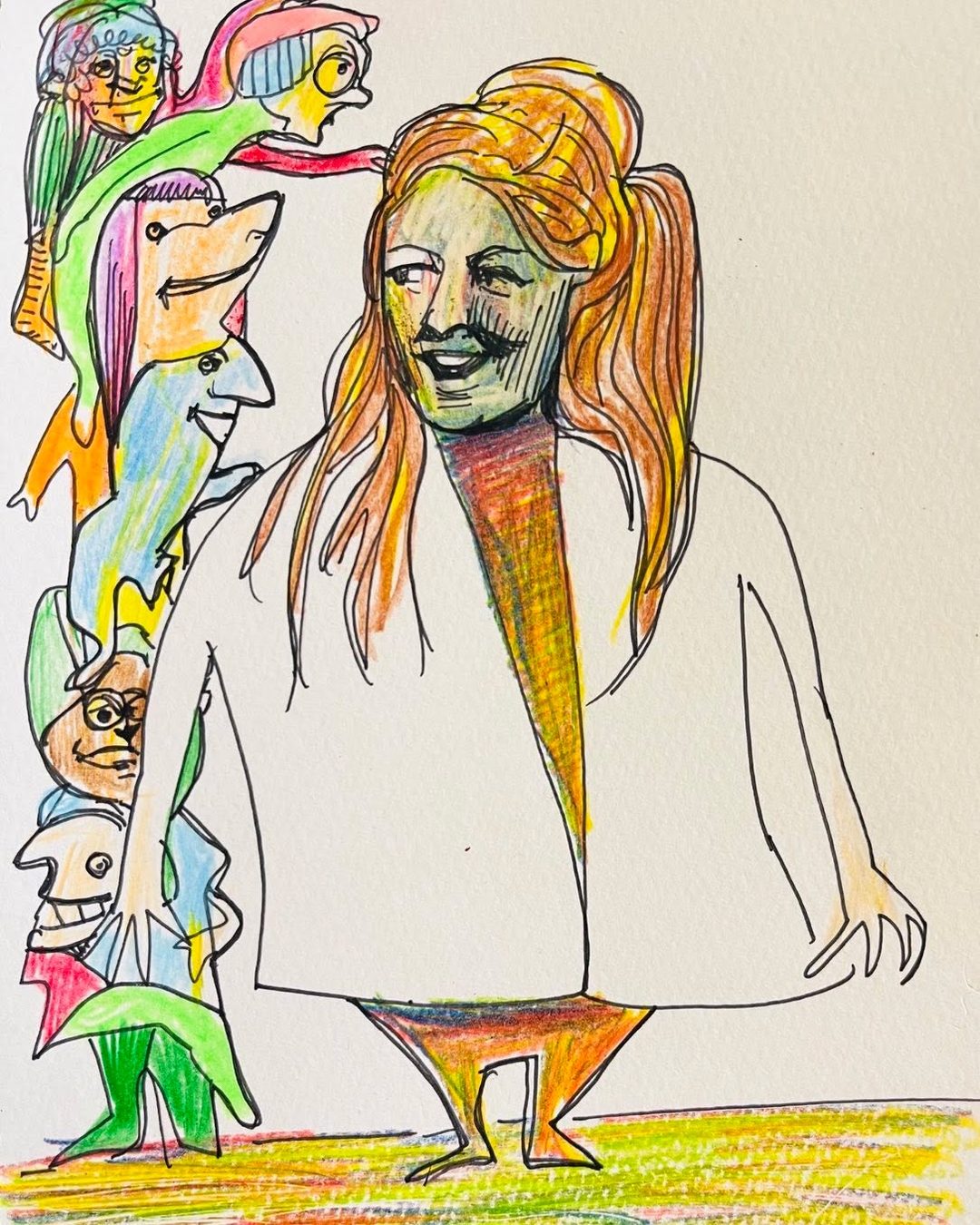 Drawing No. 1,429, 'Everyone adored the new witch doctor.', posted JUN 17, 2023