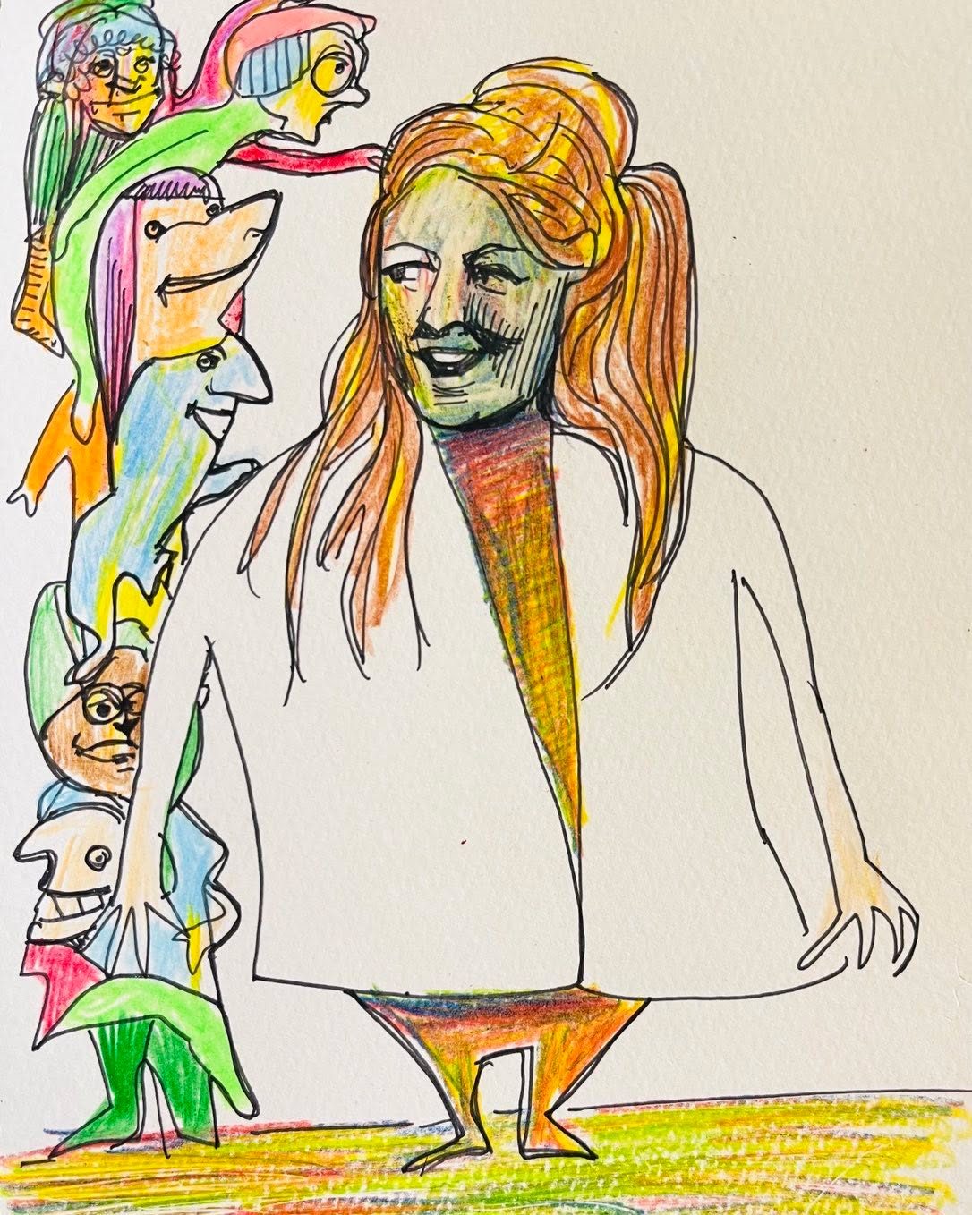 Drawing No. 1,429, 'Everyone adored the new witch doctor.', posted JUN 17, 2023