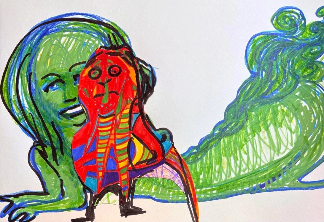 Drawing No. 2,134, 'Ruffin wondered what last year's runner-up kale queen could ever see in him.', posted APR 17, 2025
