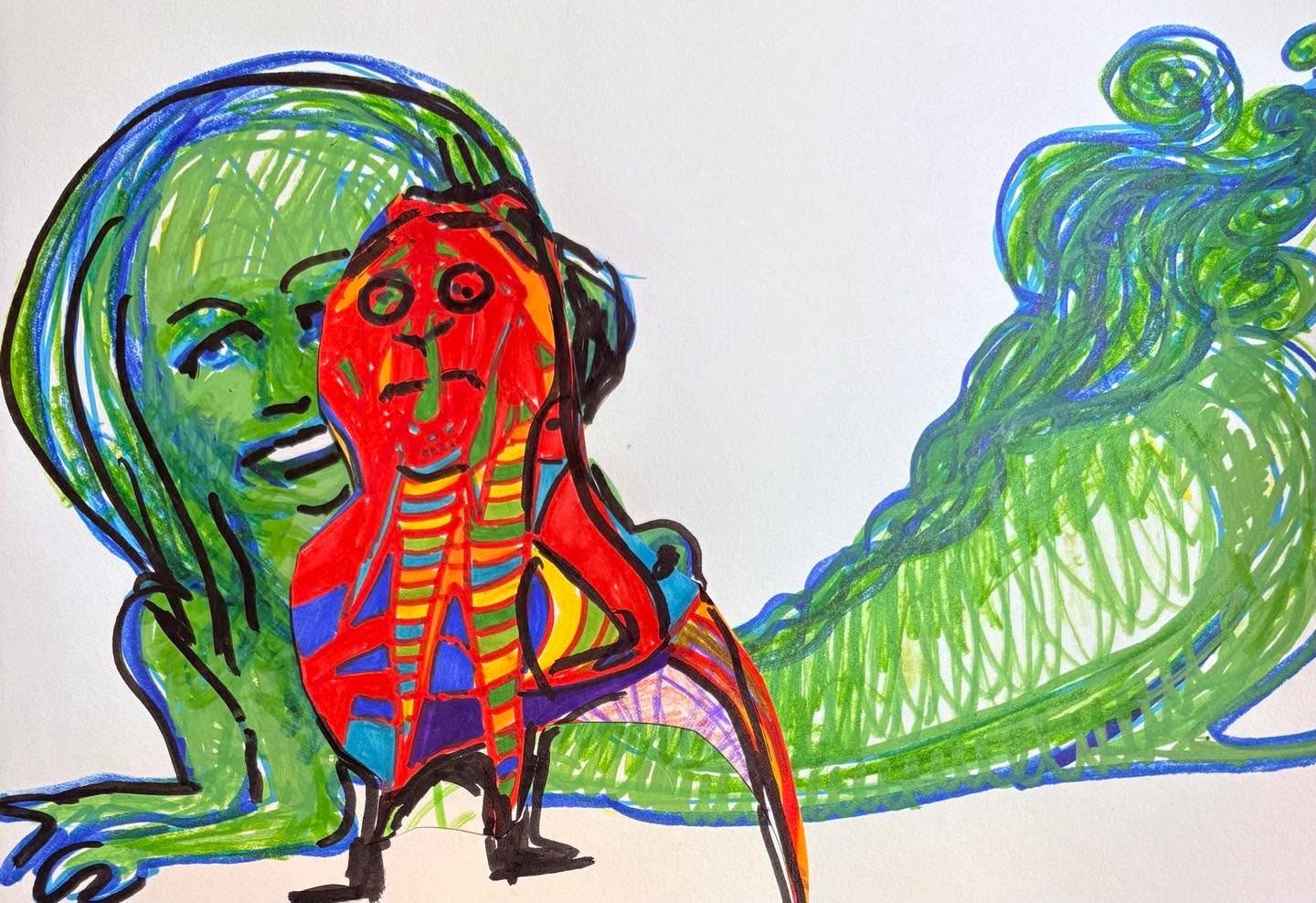 Drawing No. 2,134, 'Ruffin wondered what last year's runner-up kale queen could ever see in him.', posted APR 17, 2025
