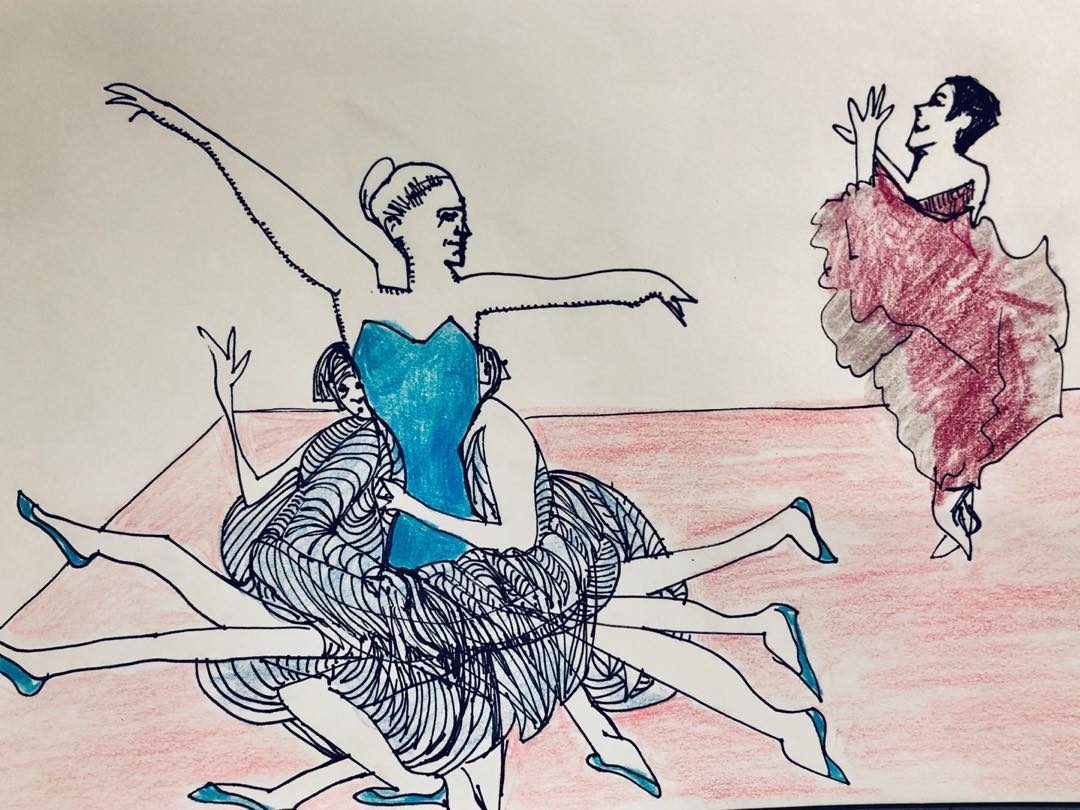 Drawing No. 121, 'Pas de douse: repurposing inflatable doll into a ballerina', posted OCT 26, 2019