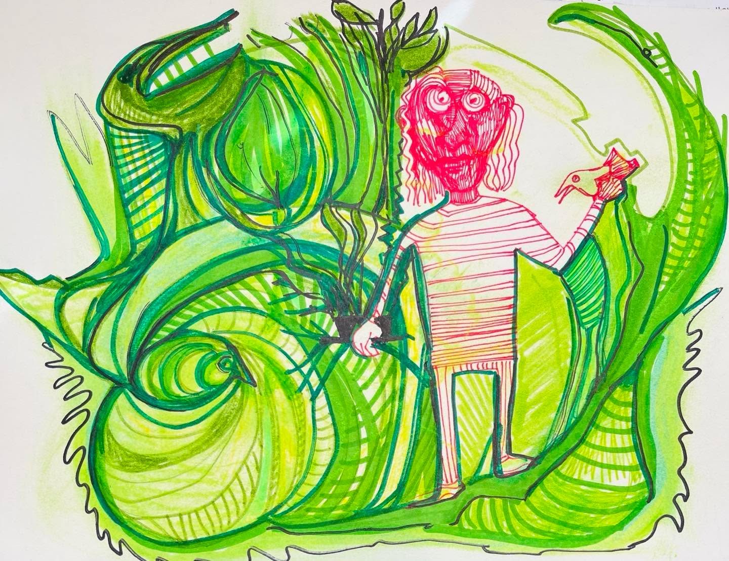 Drawing No. 1,199, 'Neal put aside his misgivings about entering g the rain forest.', posted NOV 5, 2022