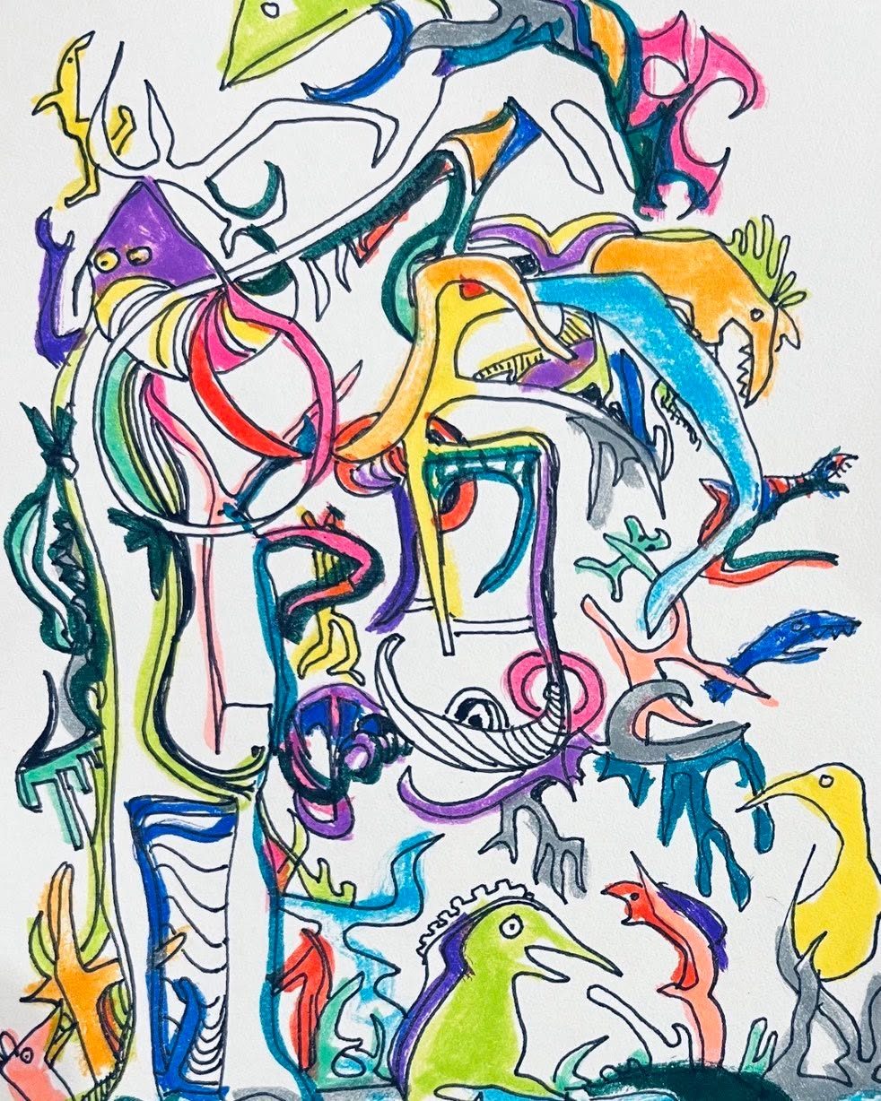 Drawing No. 1,675, 'The Bronson lived in harmony and delight inside a single drop of CVS mouthwash.', posted FEB 7, 2024