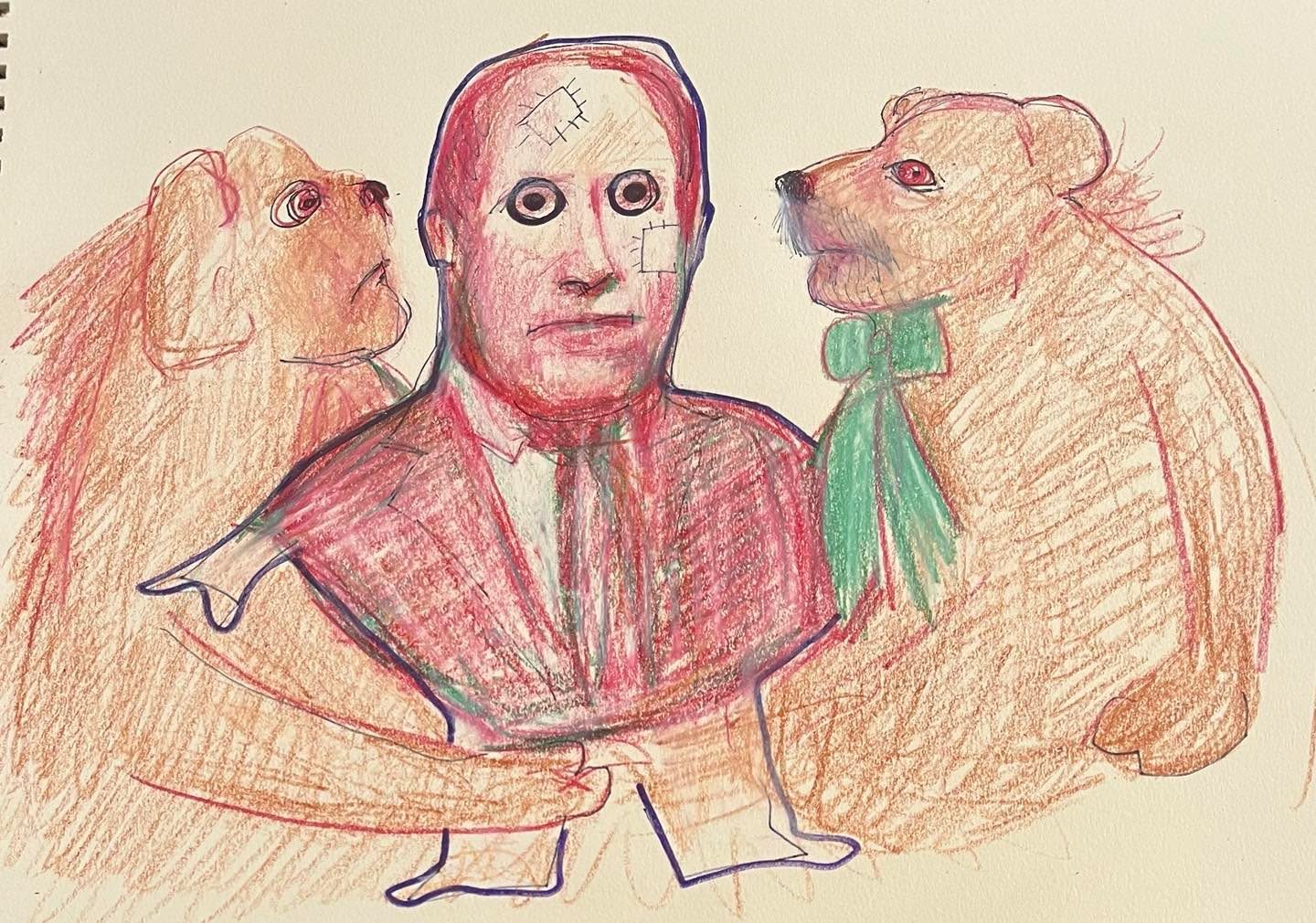 Drawing No. 1,366, 'At 83, Teddy and Tuffy still fought over their favorite soft toy.', posted APR 18, 2023