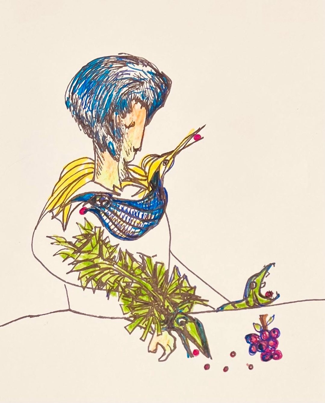 Drawing No. 1,215, 'Enjoying Grapes', posted NOV 21, 2022