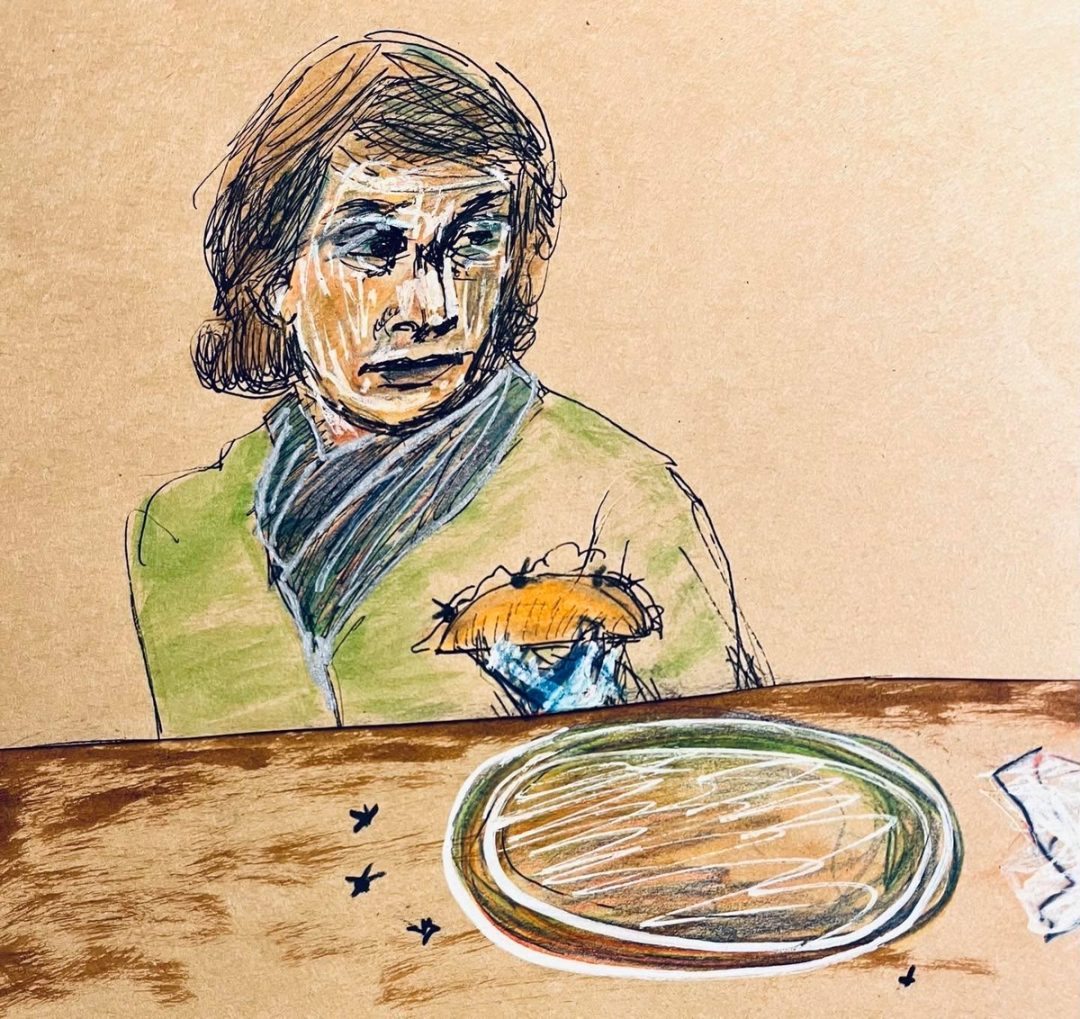 Drawing No. 1,324, 'Nan was wary about the new house special, tick tacos.', posted MAR 6, 2023