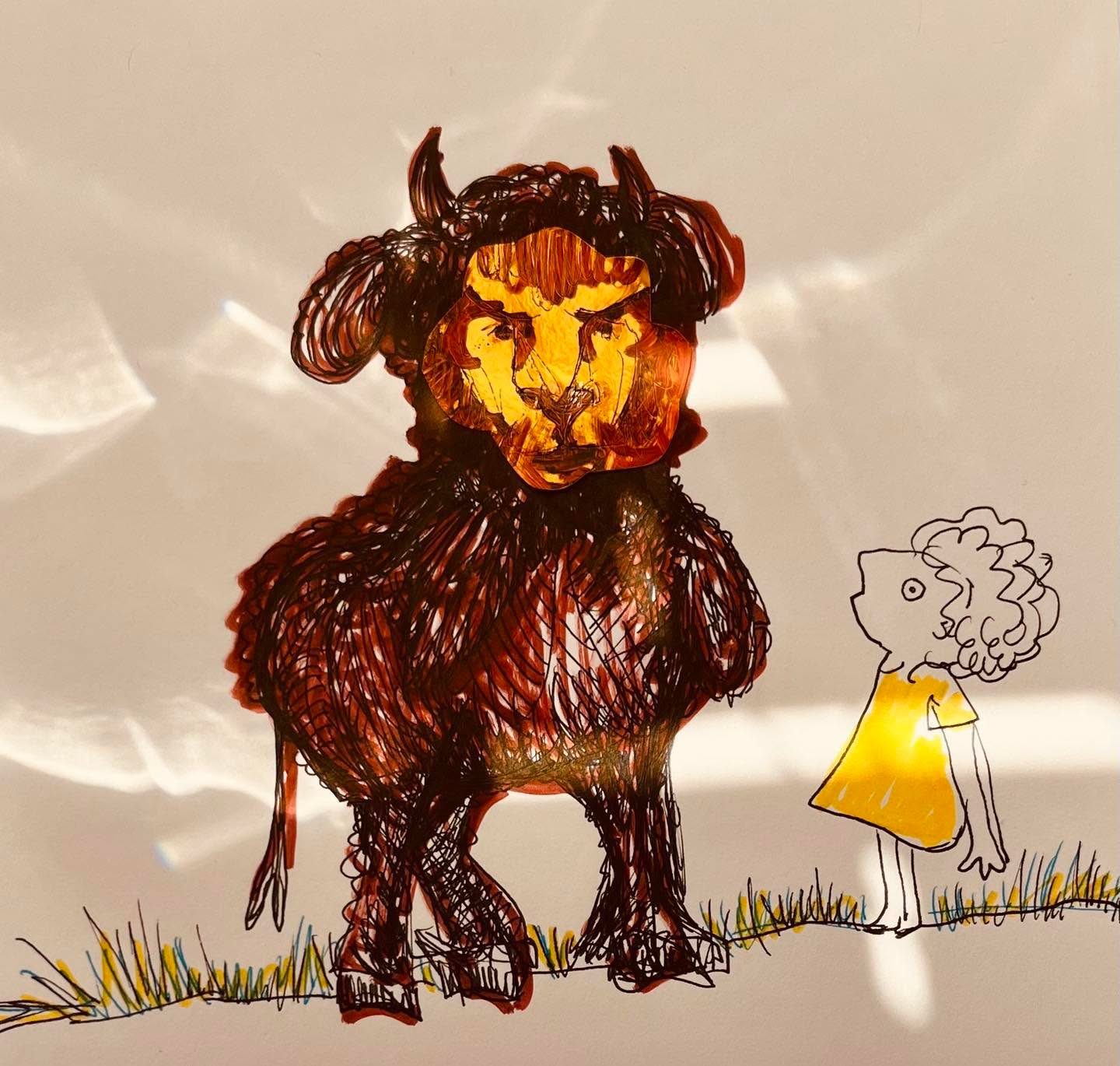 Drawing No. 1,454, 'Mary's little lamb grew up, but not without significant psychic damage.', posted JUL 11, 2023