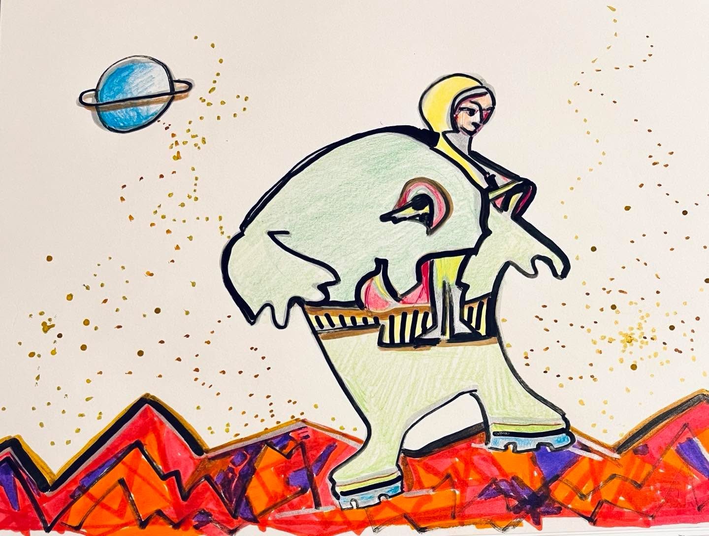 Drawing No. 1,132, 'Captain Ralston learned to moonwalk from a Michael Jackson video.', posted AUG 31, 2022