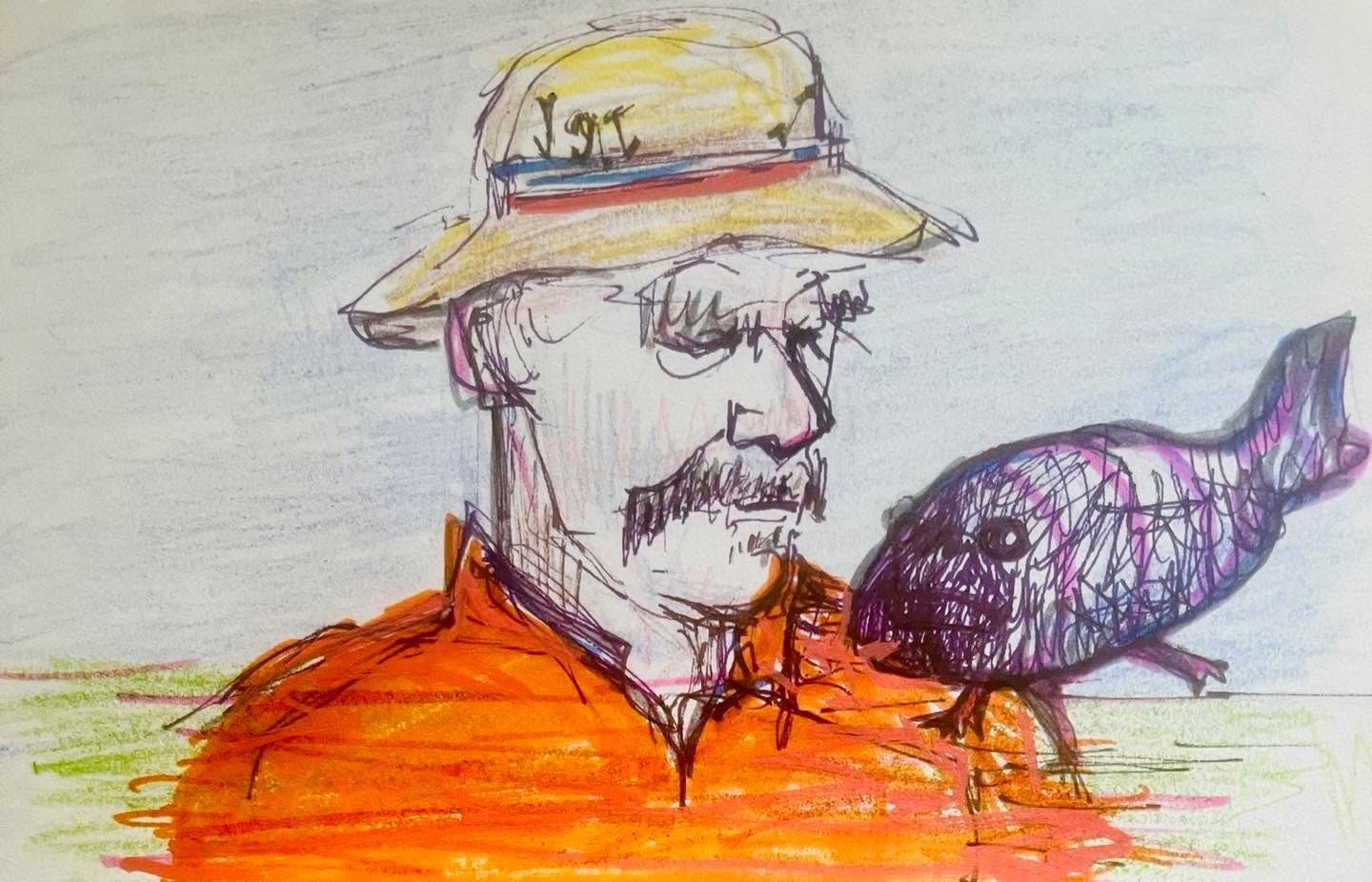 Drawing No. 1,024, 'Fisk and Rose-Ellen seemed like an odd couple, but they shared a passion for catch-and-release.', posted MAY 16, 2022