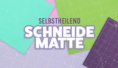 Drei selbstheilende Schneidematten in verschiedenen Farben (Mintgrün, Grün, Lila) auf hellem Hintergrund. Text: "Zelfhelende Snijmatten" (Selbstheilende Schneidematten).