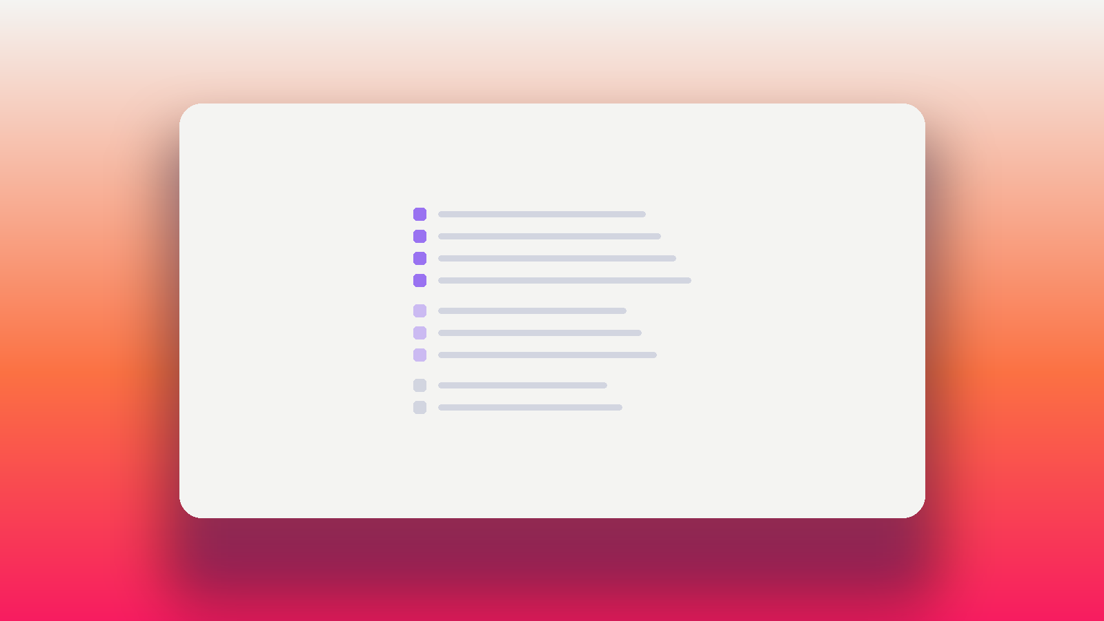 Abstract illustration of requirements grouped into three tiers, the top tier fully checked off in Oasys purple