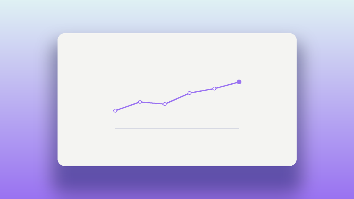 Abstract illustration of a rising trend line in Oasys purple across session points, the most recent point highlighted