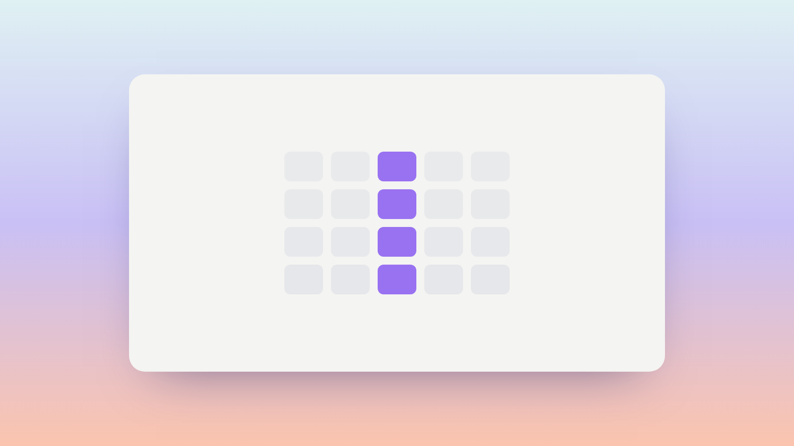 Abstract illustration of a comparison grid with one column resolved in Oasys purple
