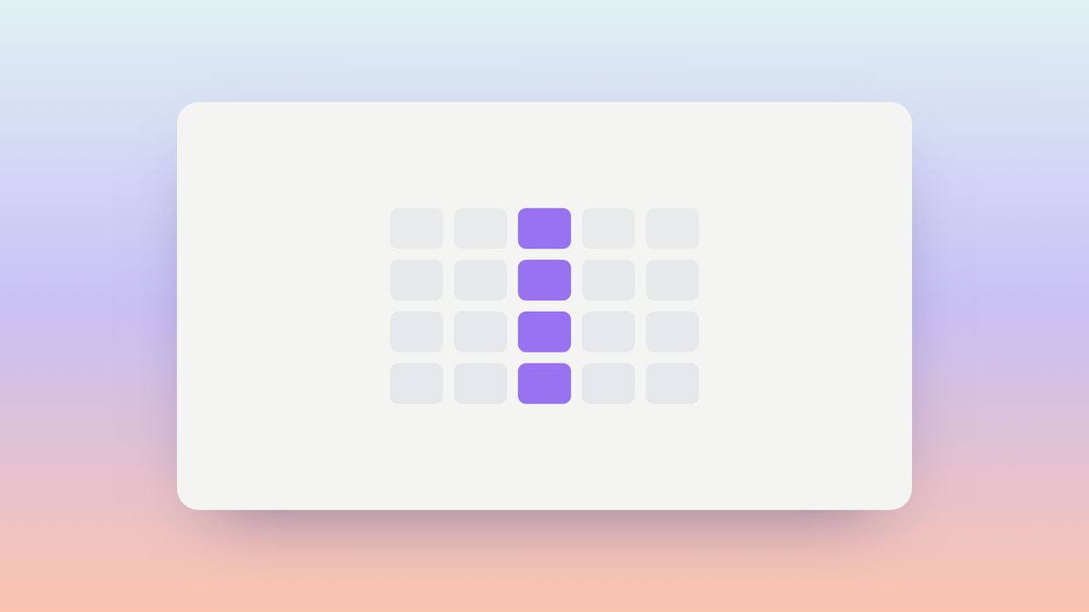 Abstract illustration of a comparison grid with one column resolved in Oasys purple