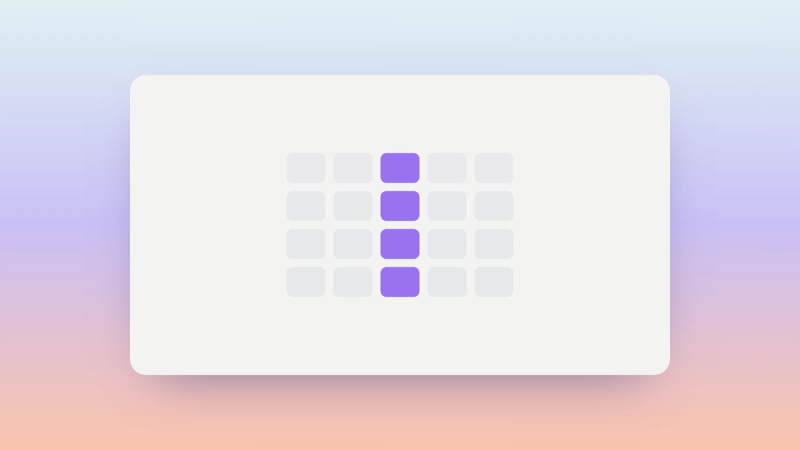 Abstract illustration of a comparison grid with one column resolved in Oasys purple