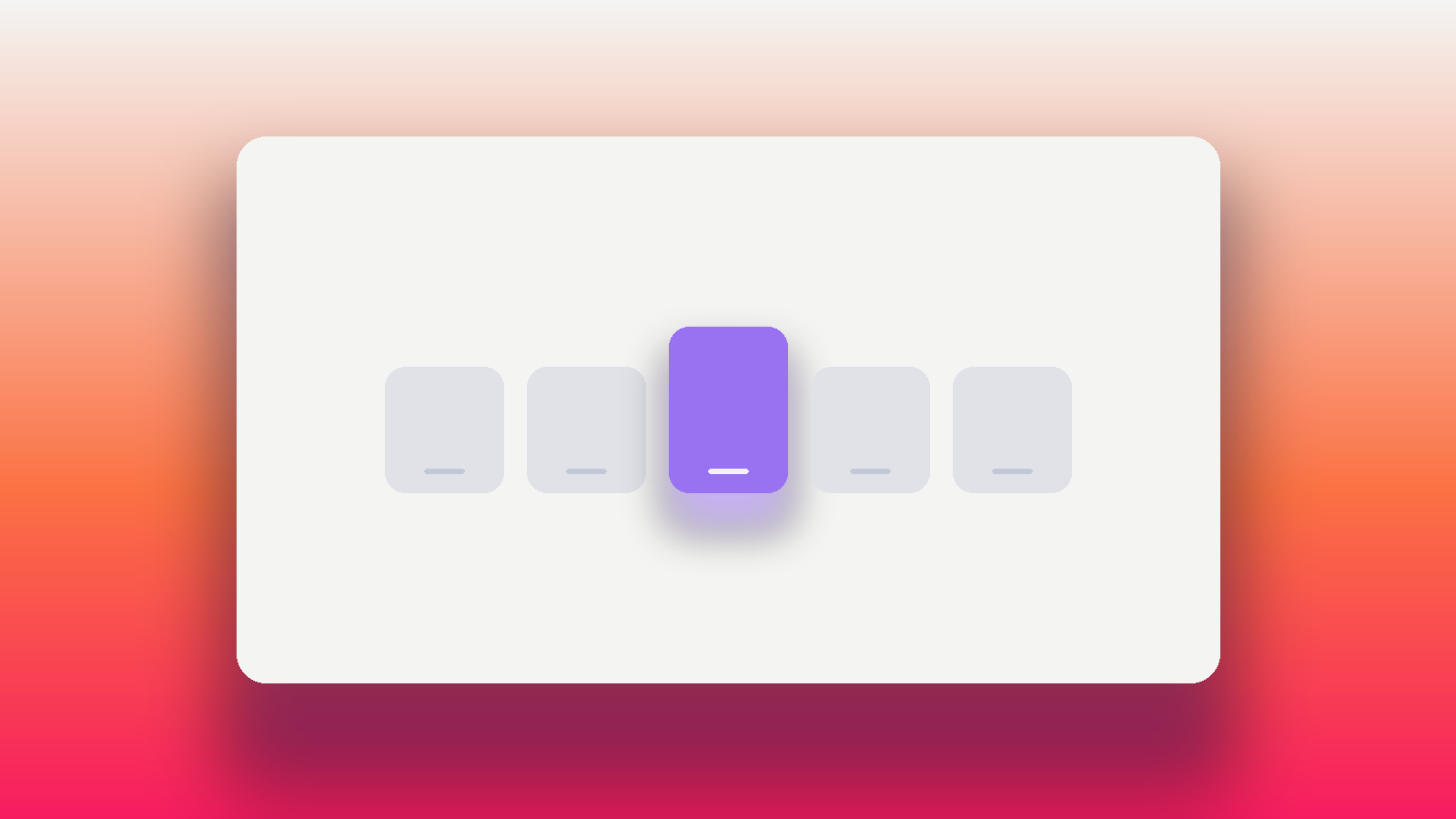 Abstract illustration of five options in a row, the chosen one taller and highlighted in Oasys purple