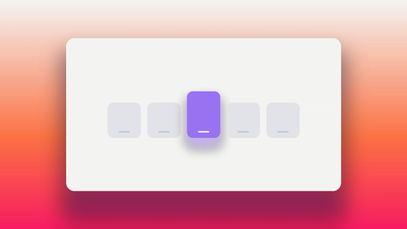 Abstract illustration of five options in a row, the chosen one taller and highlighted in Oasys purple