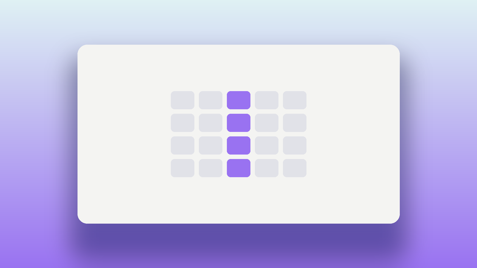Abstract illustration of a comparison grid with one column resolved in Oasys purple
