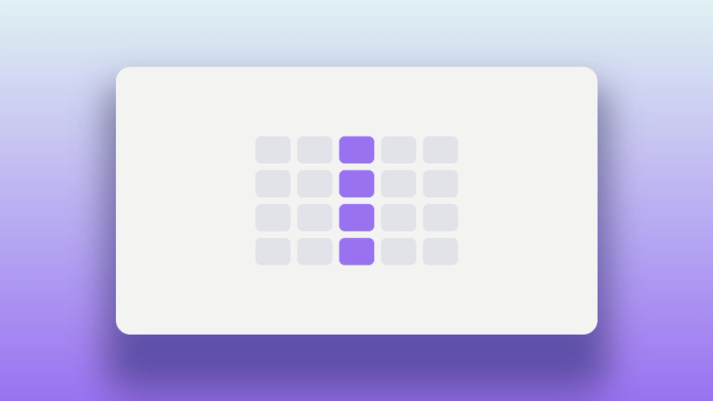 Abstract illustration of a comparison grid with one column resolved in Oasys purple