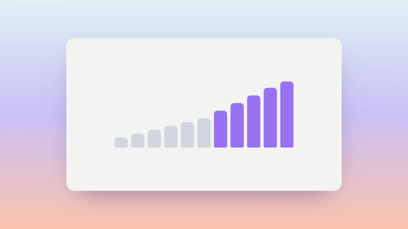 Abstract illustration of a small cluster of bars growing steadily taller and more numerous, representing a practice scaling up its clinician count