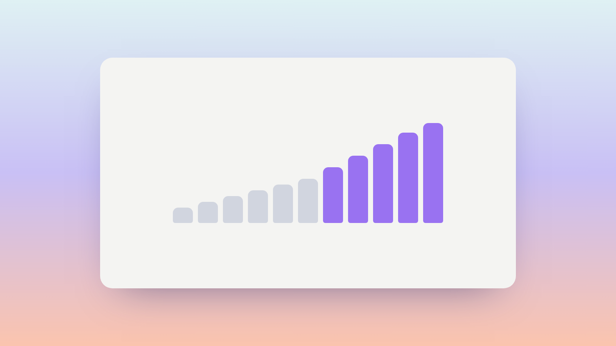Abstract illustration of a small cluster of bars growing steadily taller and more numerous, representing a practice scaling up its clinician count