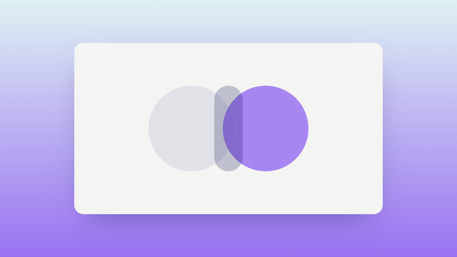 Abstract illustration of two overlapping circles showing where two products share ground and where they differ
