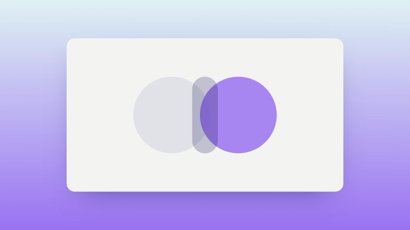Abstract illustration of two overlapping circles showing where two products share ground and where they differ