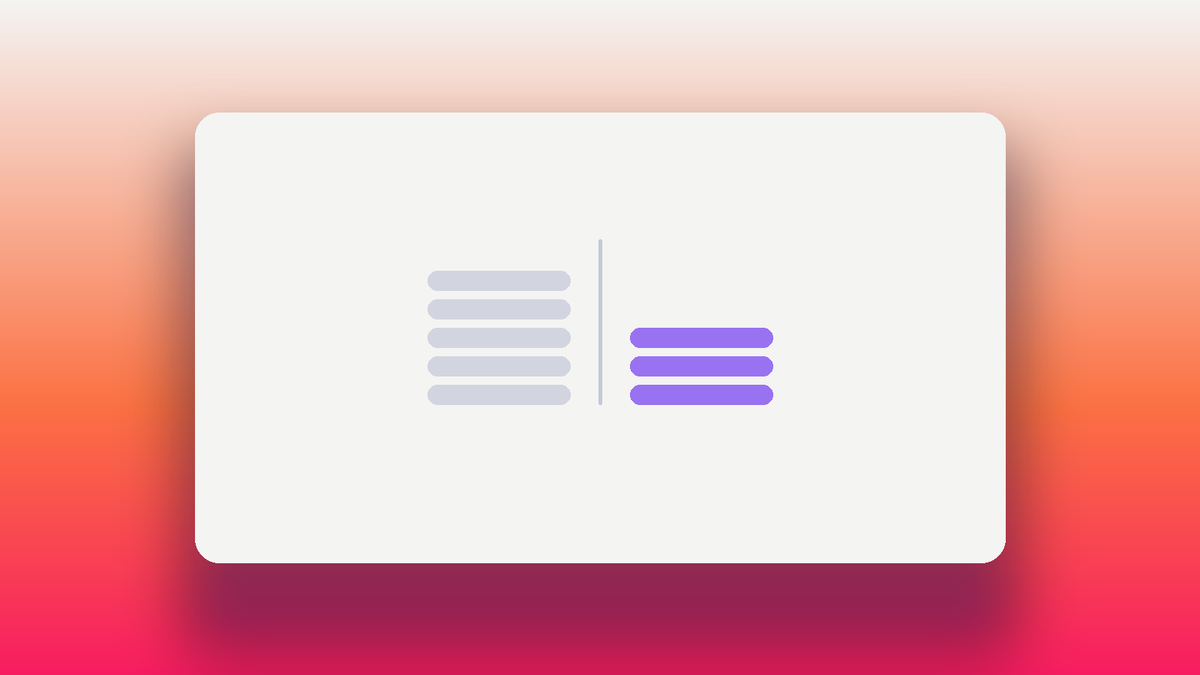 Abstract illustration of a tall stack weighed against a shorter one in Oasys purple, representing the backlog before and after it closes