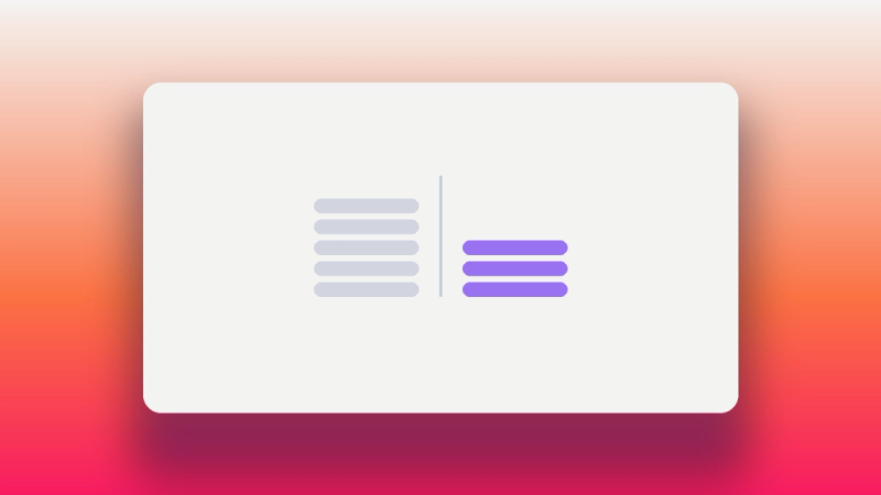 Abstract illustration of a tall stack weighed against a shorter one in Oasys purple, representing the backlog before and after it closes