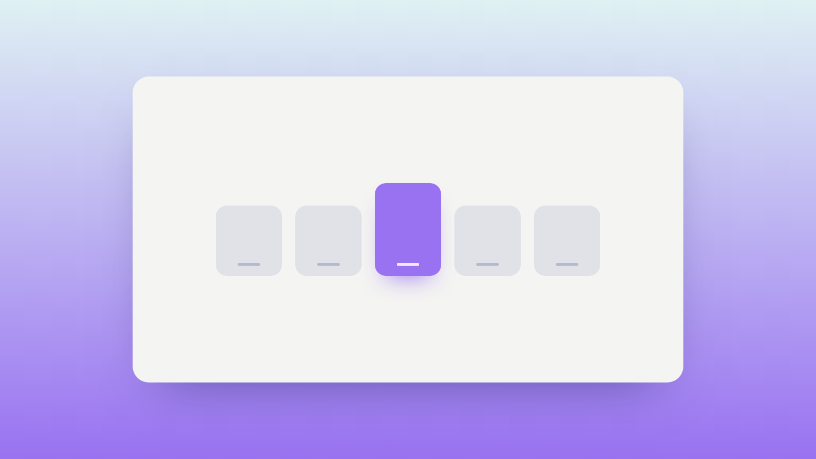 Abstract illustration of five options side by side with one lifted and filled in Oasys purple