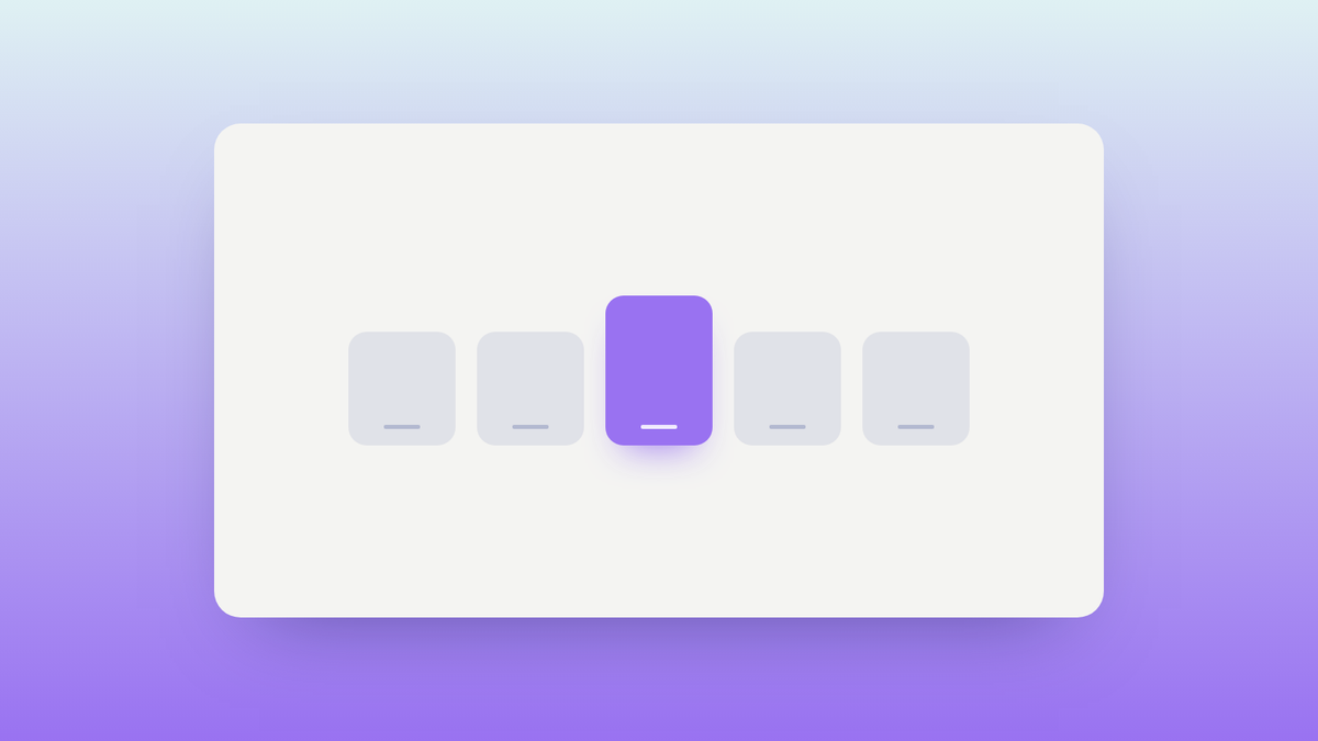 Abstract illustration of five options side by side with one lifted and filled in Oasys purple