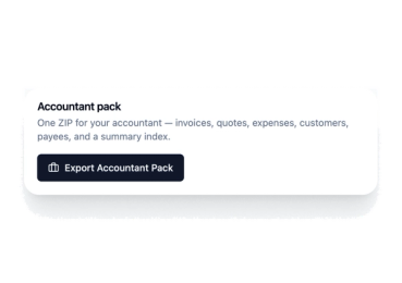 The Accountant pack card with an Export Accountant Pack button