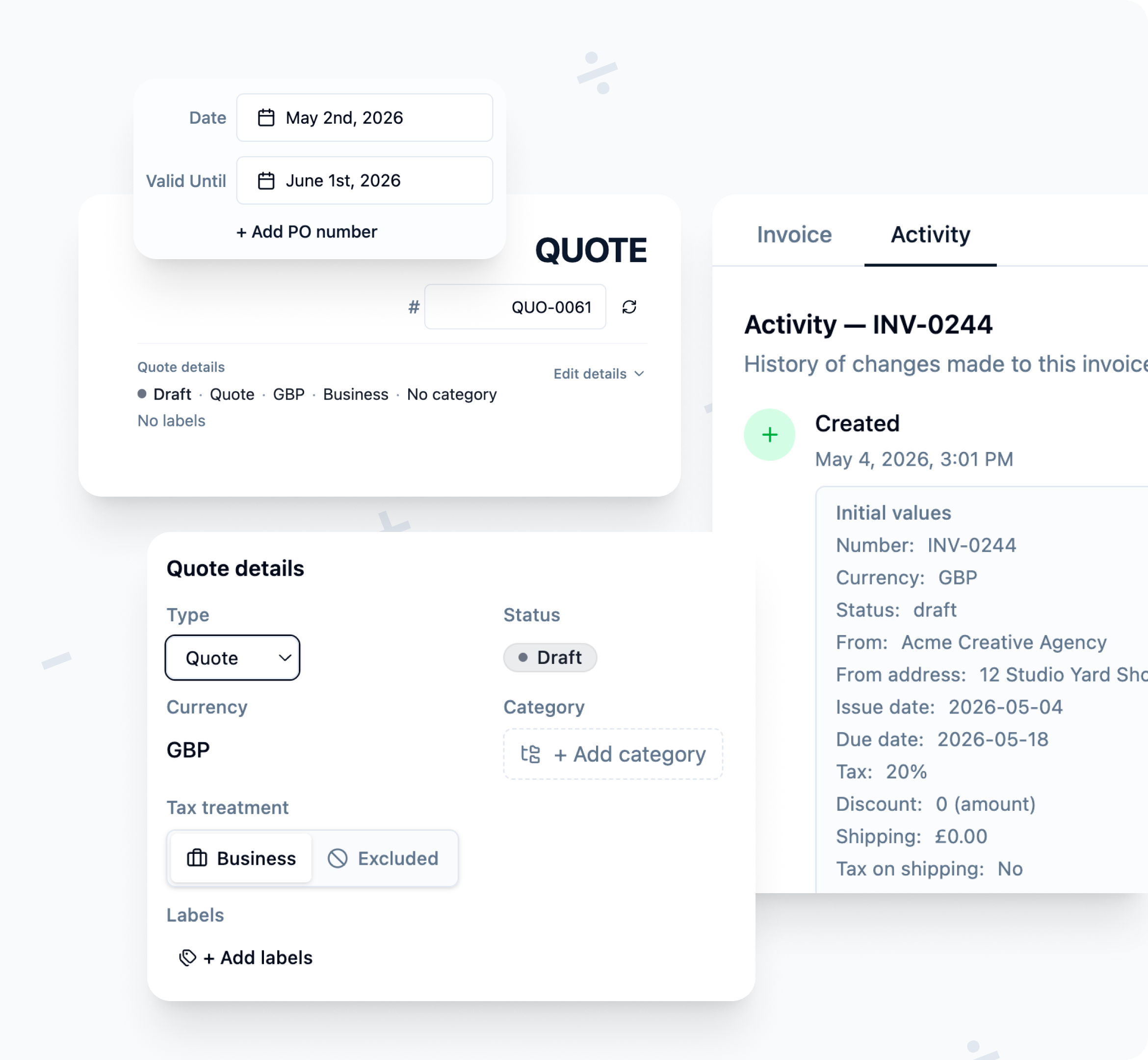 Quote and Invoice Builder