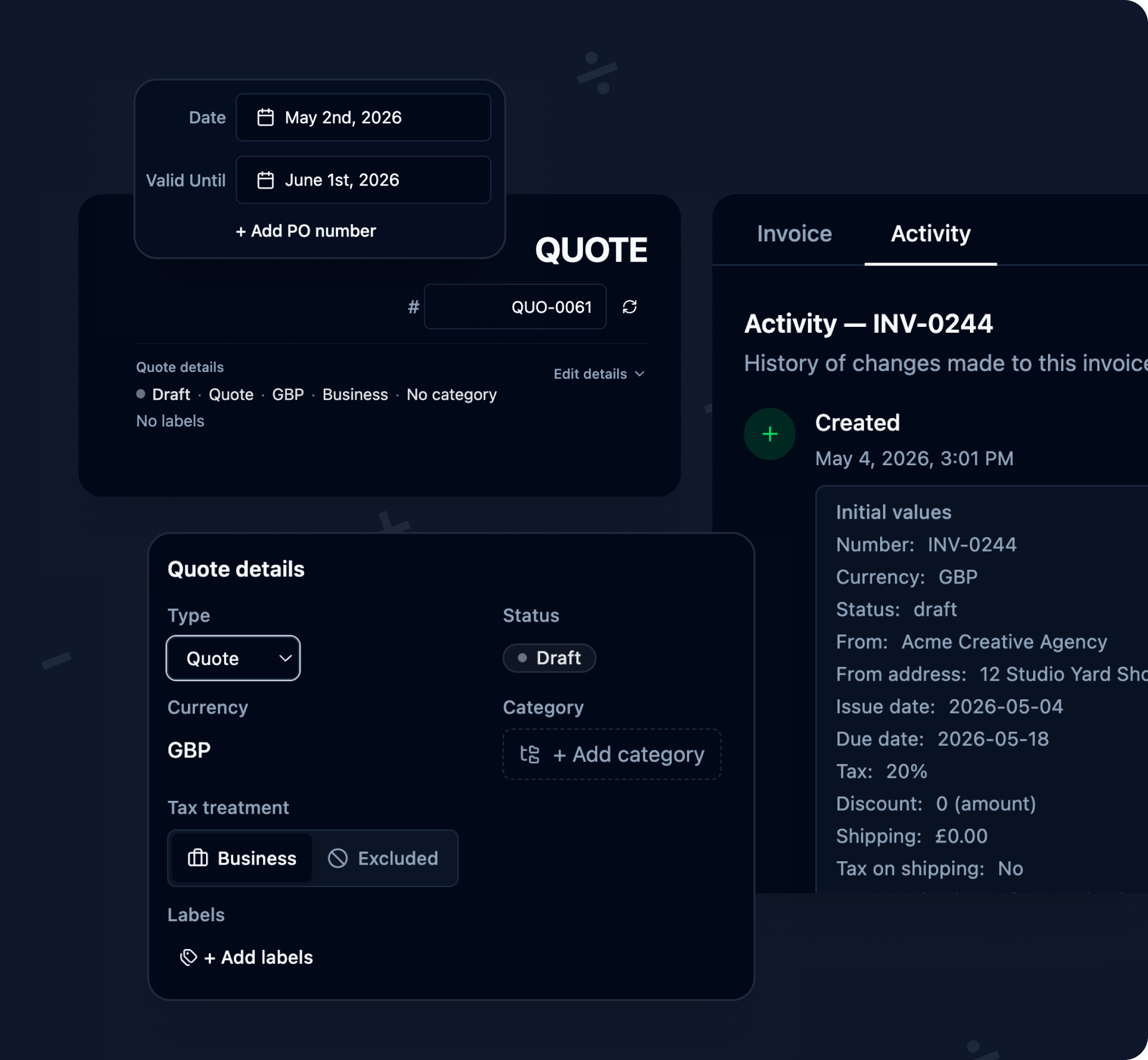 Quote and Invoice Builder